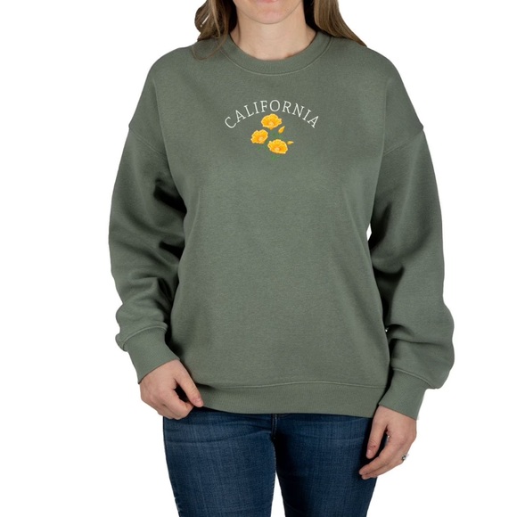 State of Mine Tops - State of Mine Embroidered California Flower Sweatshirt L NWT
